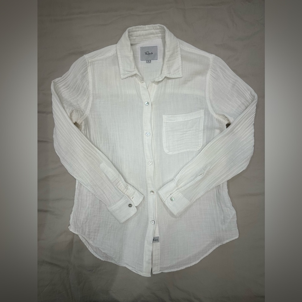 Rails Ellis White Cotton Gauze Button Down Shirt